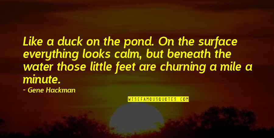 Calm Quotes By Gene Hackman: Like a duck on the pond. On the