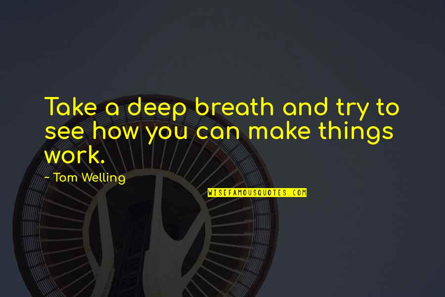 Calm Quotes By Tom Welling: Take a deep breath and try to see