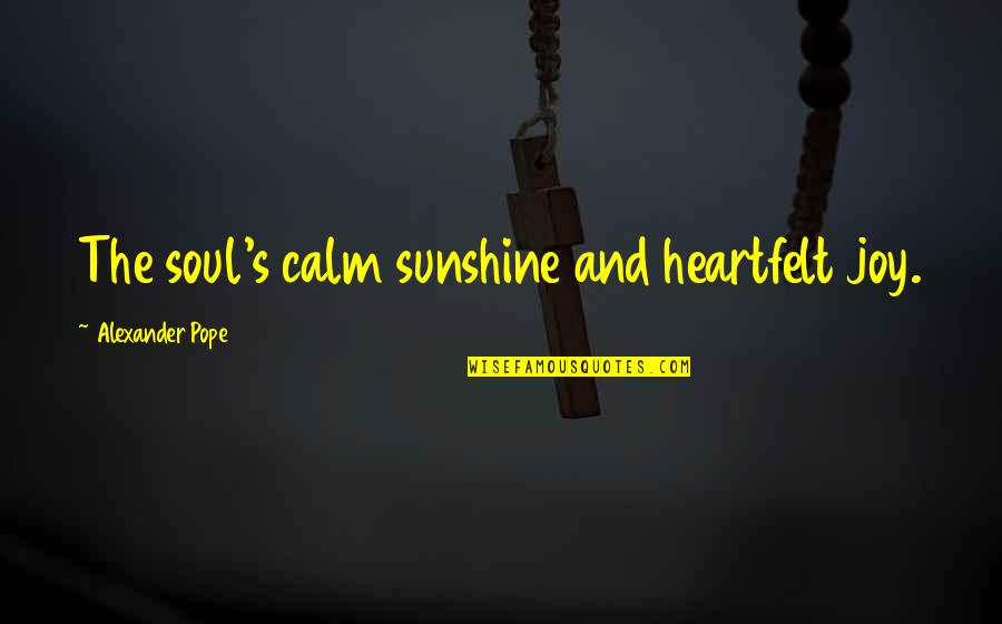 Calm Soul Quotes By Alexander Pope: The soul's calm sunshine and heartfelt joy.