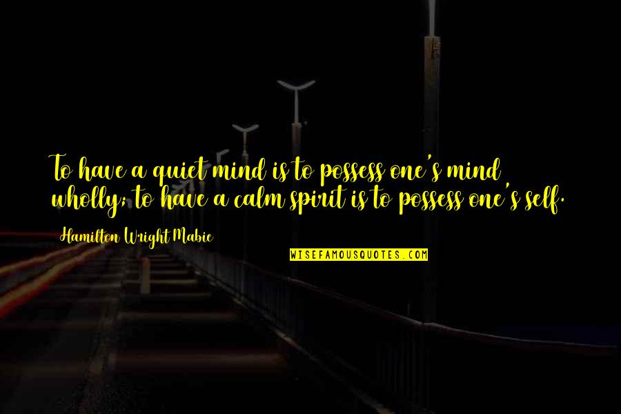 Calm Spirit Quotes By Hamilton Wright Mabie: To have a quiet mind is to possess