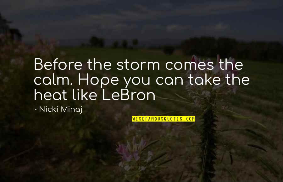 Calm Storm Quotes By Nicki Minaj: Before the storm comes the calm. Hope you