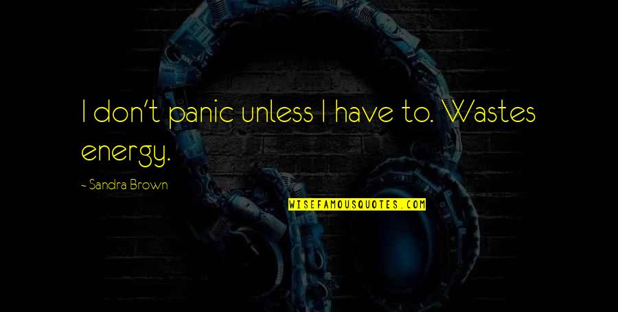 Calm Under Pressure Quotes By Sandra Brown: I don't panic unless I have to. Wastes