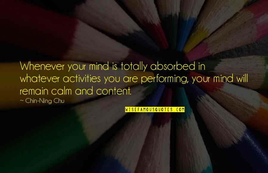 Calm Your Mind Quotes By Chin-Ning Chu: Whenever your mind is totally absorbed in whatever