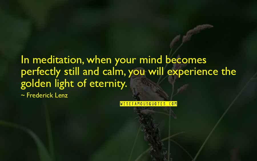 Calm Your Mind Quotes By Frederick Lenz: In meditation, when your mind becomes perfectly still