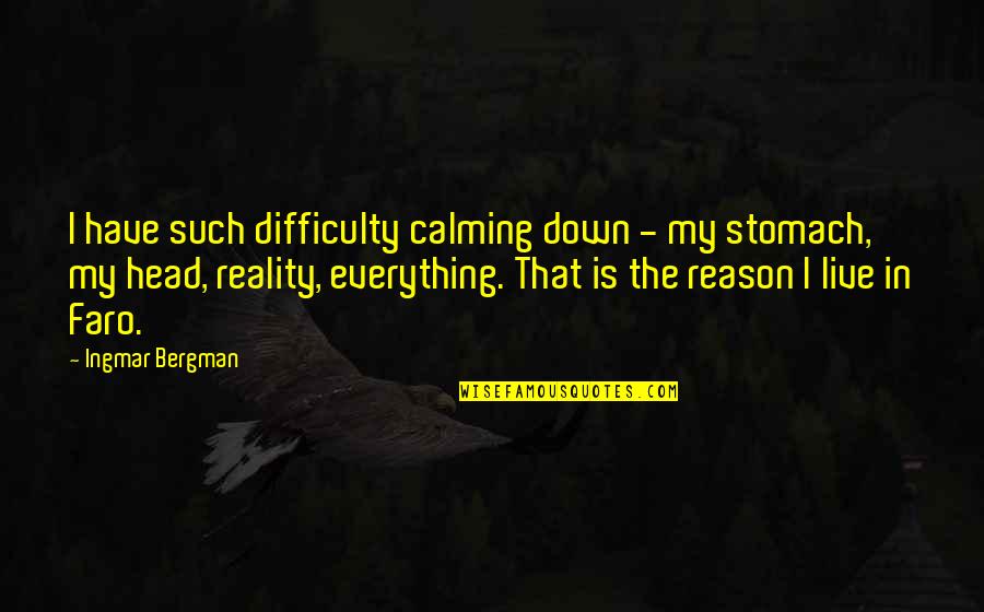 Calming Down Quotes By Ingmar Bergman: I have such difficulty calming down - my