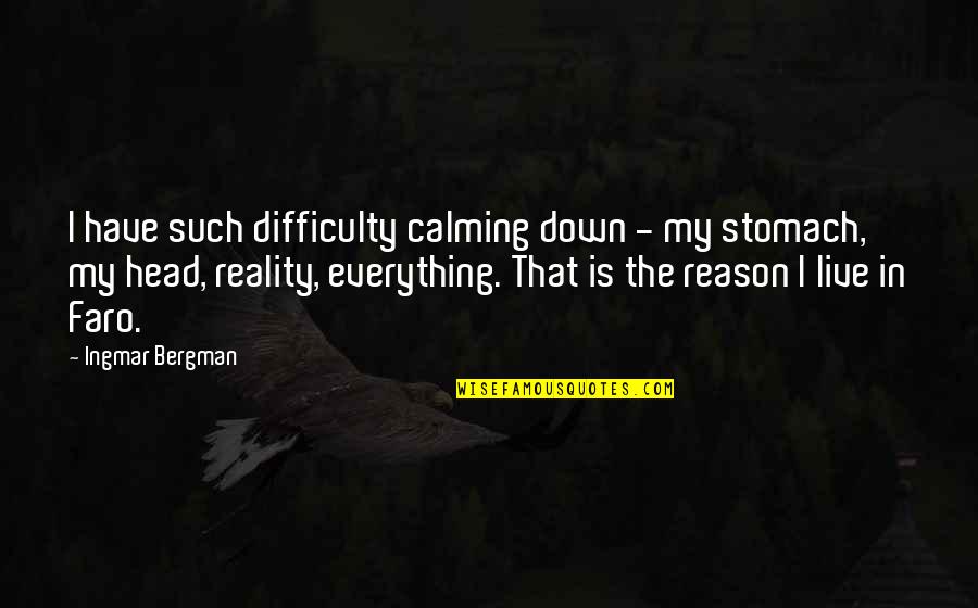 Calming Quotes By Ingmar Bergman: I have such difficulty calming down - my