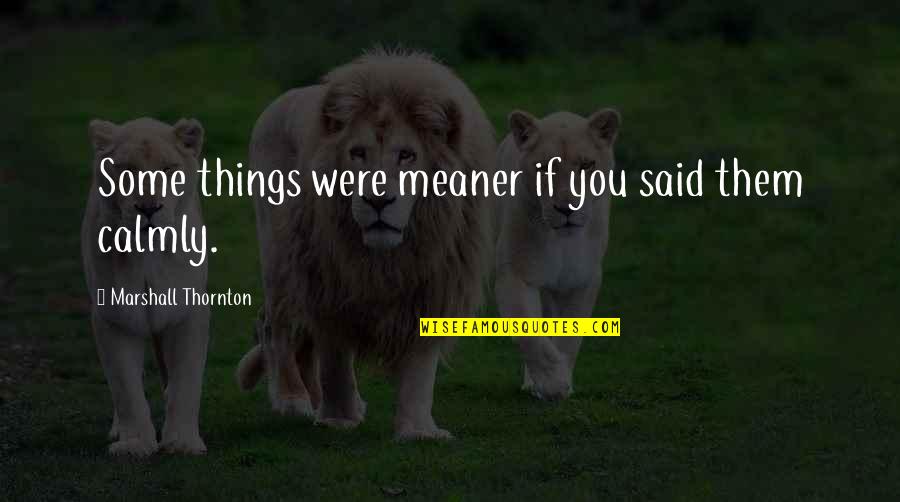 Calmly Quotes By Marshall Thornton: Some things were meaner if you said them