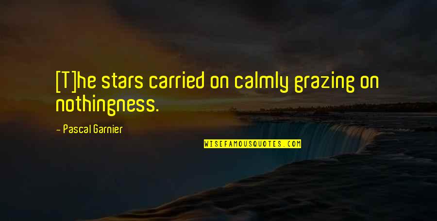 Calmly Quotes By Pascal Garnier: [T]he stars carried on calmly grazing on nothingness.