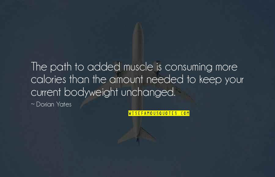 Calories Quotes By Dorian Yates: The path to added muscle is consuming more