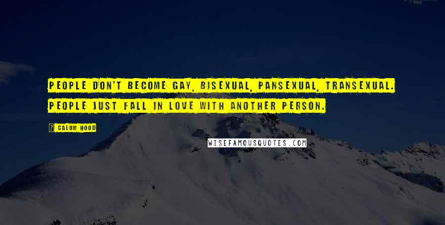 Calum Hood quotes: People don't become gay, bisexual, pansexual, transexual. People just fall in love with another person.