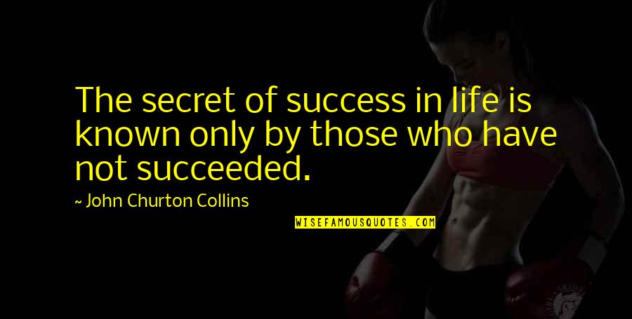 Calumnus Quotes By John Churton Collins: The secret of success in life is known