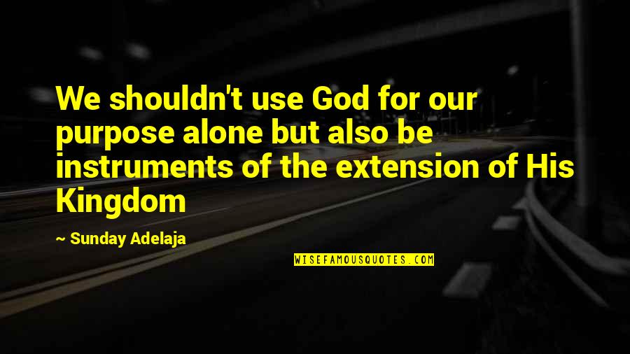 Calvache Triangulos Quotes By Sunday Adelaja: We shouldn't use God for our purpose alone