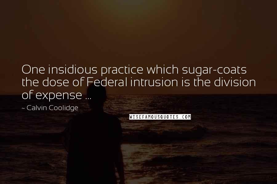 Calvin Coolidge quotes: One insidious practice which sugar-coats the dose of Federal intrusion is the division of expense ...