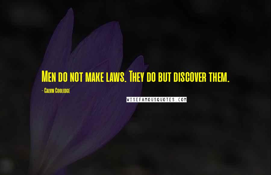 Calvin Coolidge quotes: Men do not make laws. They do but discover them.