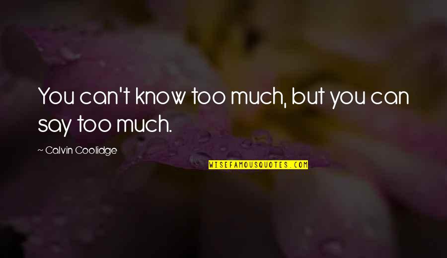 Calvin Coolidge Quotes By Calvin Coolidge: You can't know too much, but you can