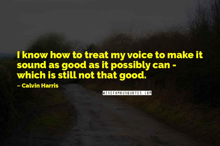 Calvin Harris quotes: I know how to treat my voice to make it sound as good as it possibly can - which is still not that good.