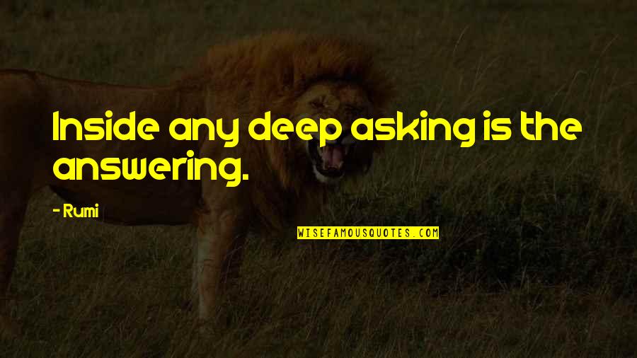 Calvonia Quotes By Rumi: Inside any deep asking is the answering.
