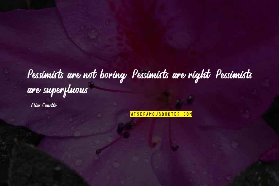 Cam Keatyn Quotes By Elias Canetti: Pessimists are not boring. Pessimists are right. Pessimists