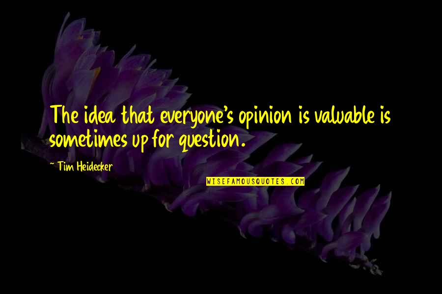 Camaraderies Quotes By Tim Heidecker: The idea that everyone's opinion is valuable is