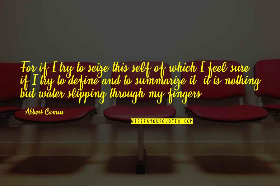 Camasa De Forta Quotes By Albert Camus: For if I try to seize this self Camasa De Forta Quotes By Albert Camus: For if I try to seize this self