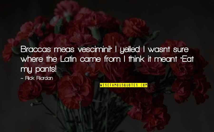 Came From Quotes By Rick Riordan: Braccas meas vescimini!" I yelled. I wasn't sure