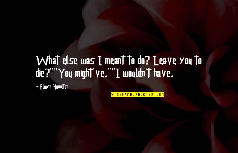 Camellia Bush Quotes By Alwyn Hamilton: What else was I meant to do? Leave