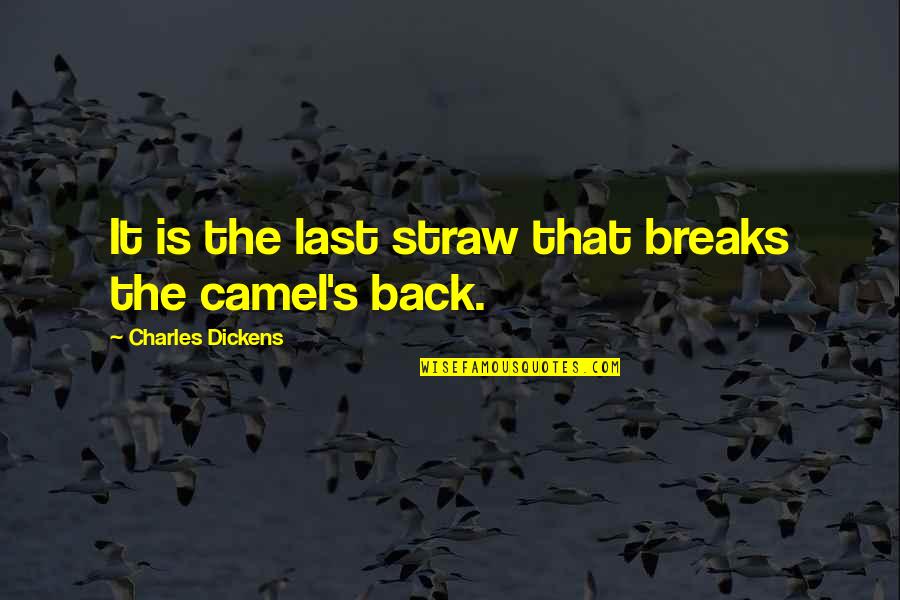 Camels Back Quotes By Charles Dickens: It is the last straw that breaks the