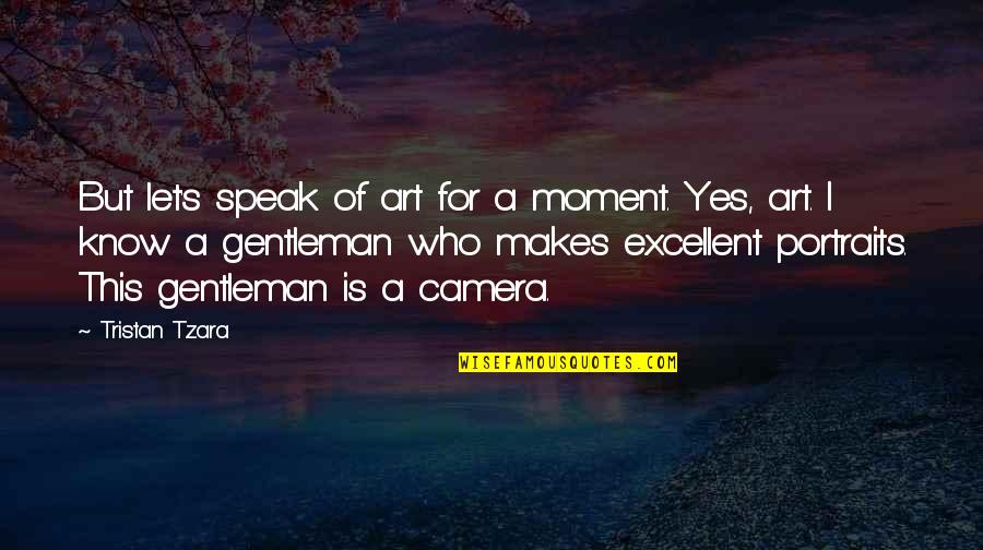 Camera Moment Quotes By Tristan Tzara: But let's speak of art for a moment.