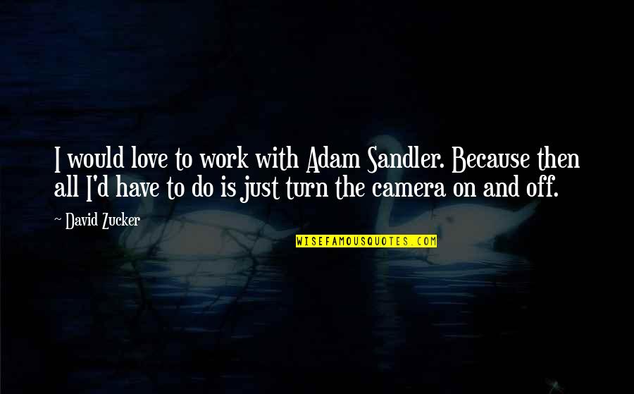 Camera Work Quotes By David Zucker: I would love to work with Adam Sandler.