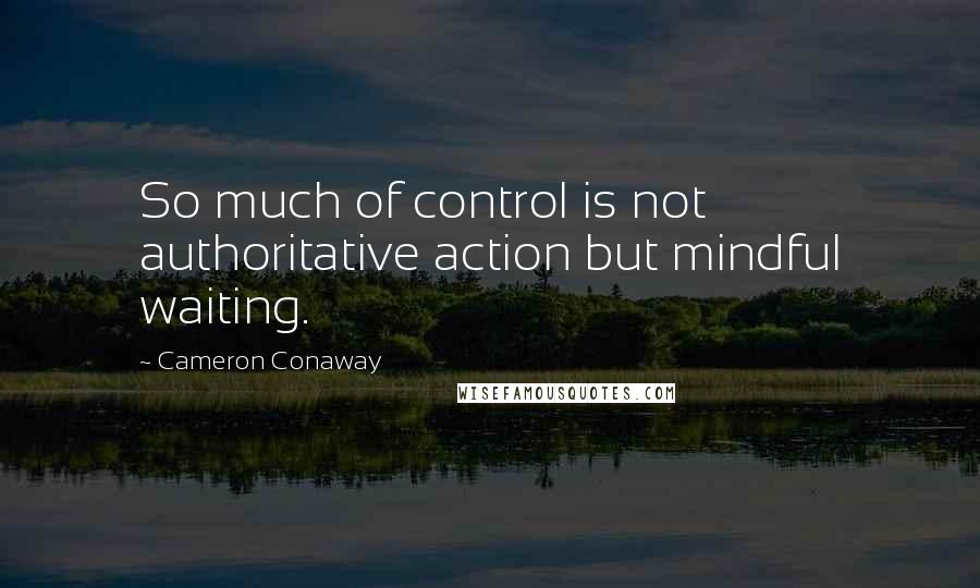 Cameron Conaway quotes: So much of control is not authoritative action but mindful waiting.