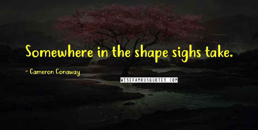 Cameron Conaway quotes: Somewhere in the shape sighs take.