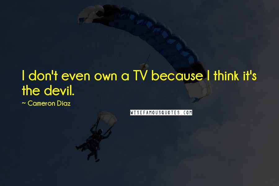 Cameron Diaz quotes: I don't even own a TV because I think it's the devil.