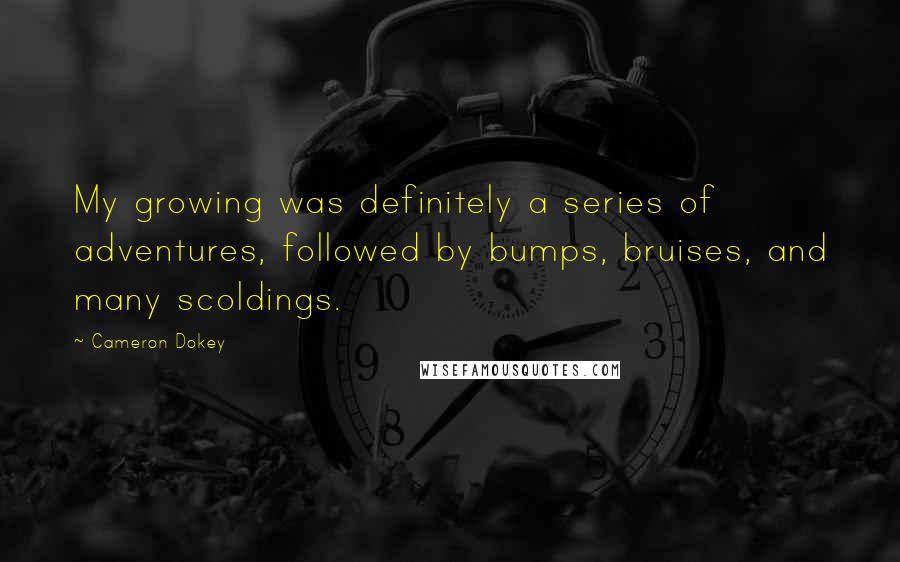 Cameron Dokey quotes: My growing was definitely a series of adventures, followed by bumps, bruises, and many scoldings.