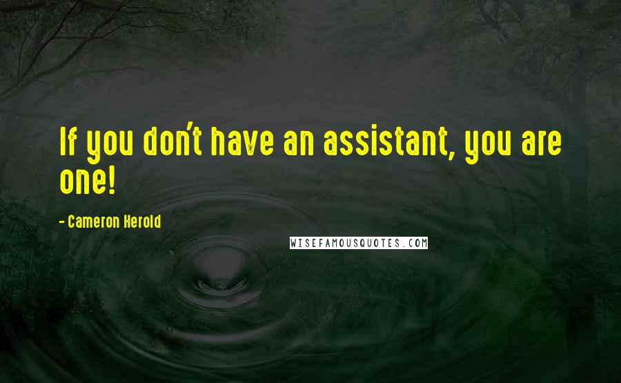 Cameron Herold quotes: If you don't have an assistant, you are one!