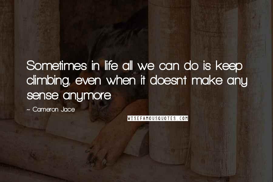 Cameron Jace quotes: Sometimes in life all we can do is keep climbing, even when it doesn't make any sense anymore.