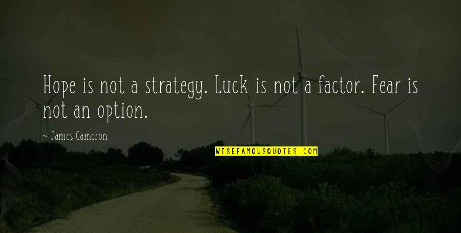 Cameron James Quotes By James Cameron: Hope is not a strategy. Luck is not
