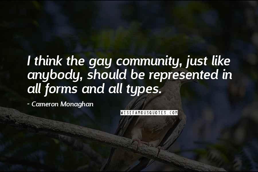 Cameron Monaghan quotes: I think the gay community, just like anybody, should be represented in all forms and all types.