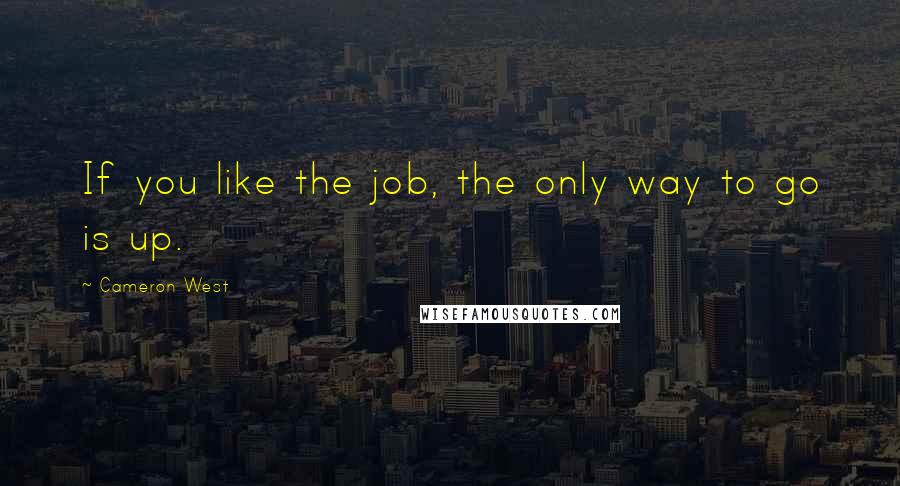 Cameron West quotes: If you like the job, the only way to go is up.