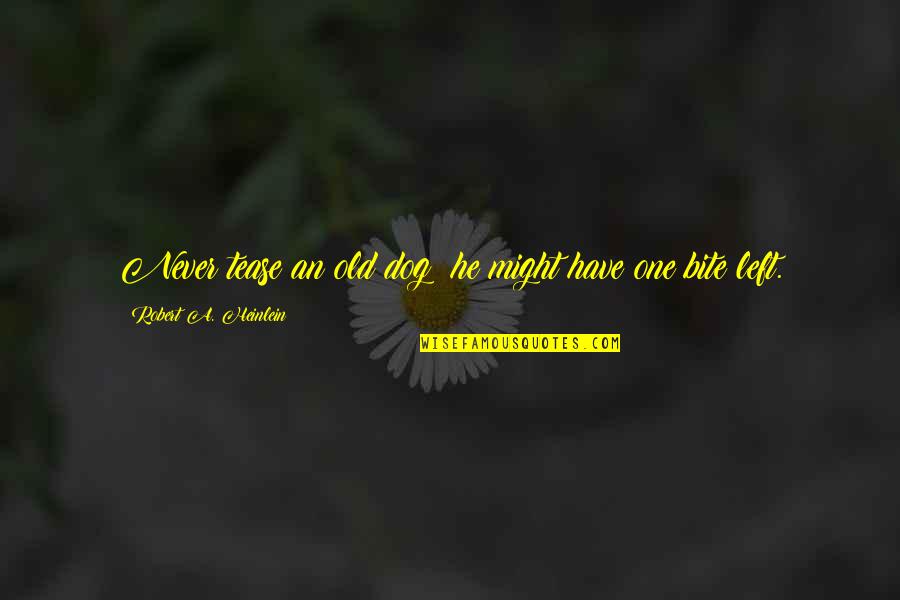 Camicazi Quotes By Robert A. Heinlein: Never tease an old dog; he might have