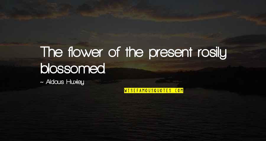 Caminamos In English Quotes By Aldous Huxley: The flower of the present rosily blossomed.