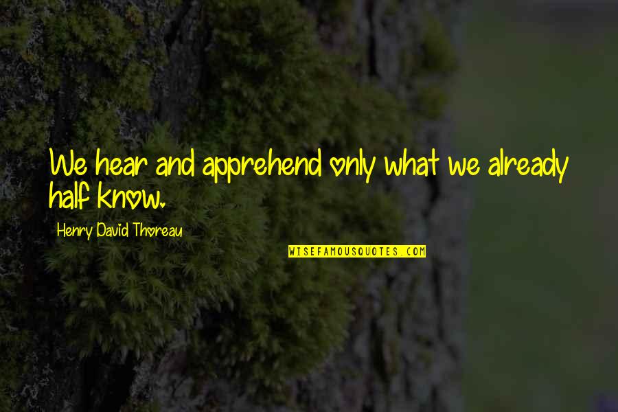 Camisoles Quotes By Henry David Thoreau: We hear and apprehend only what we already Camisoles Quotes By Henry David Thoreau: We hear and apprehend only what we already