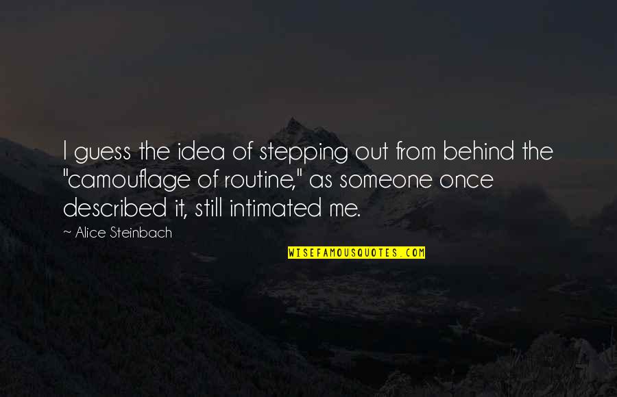 Camouflage Quotes By Alice Steinbach: I guess the idea of stepping out from