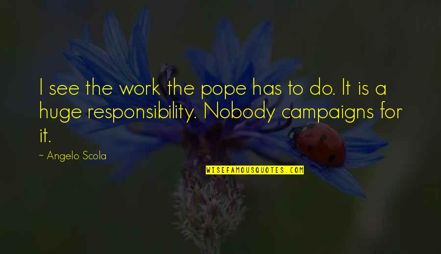 Campaigns Quotes By Angelo Scola: I see the work the pope has to