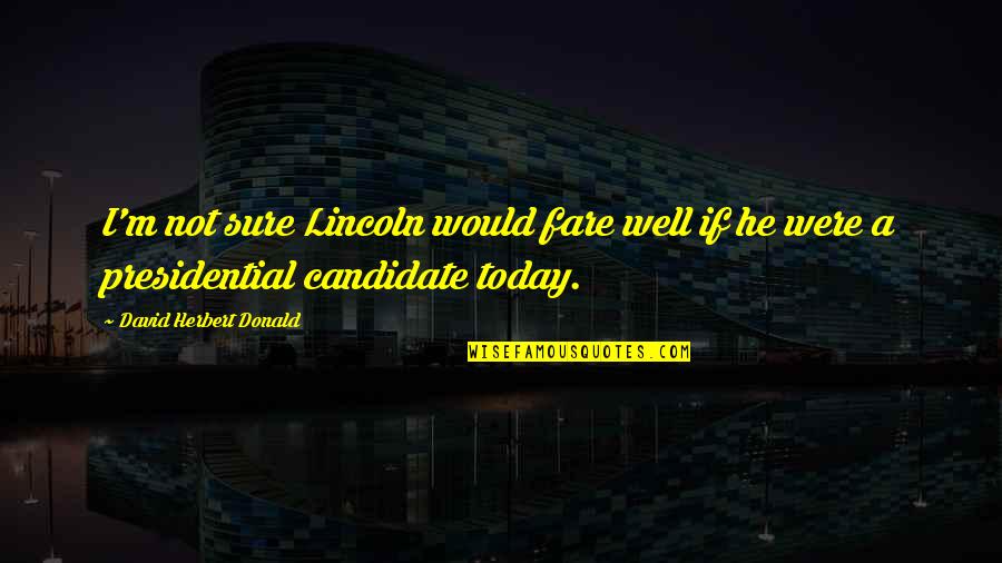 Camped Quotes By David Herbert Donald: I'm not sure Lincoln would fare well if