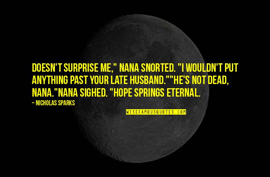 Campfire Cooking Quotes By Nicholas Sparks: Doesn't surprise me," Nana snorted. "I wouldn't put