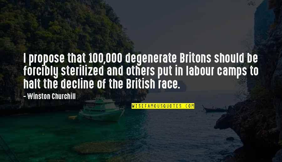 Camps Quotes By Winston Churchill: I propose that 100,000 degenerate Britons should be