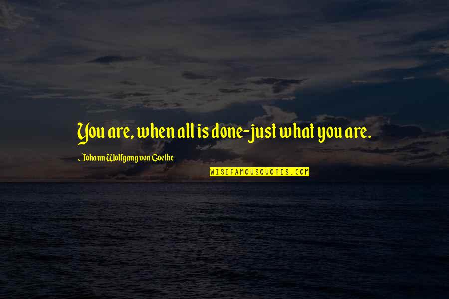 Camry Quotes By Johann Wolfgang Von Goethe: You are, when all is done-just what you