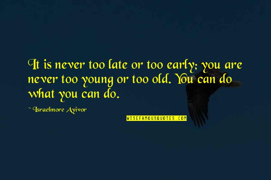 Can Do Something Quotes By Israelmore Ayivor: It is never too late or too early;