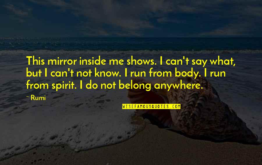 Can Do Spirit Quotes By Rumi: This mirror inside me shows. I can't say
