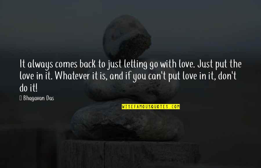 Can Go Back Quotes By Bhagavan Das: It always comes back to just letting go